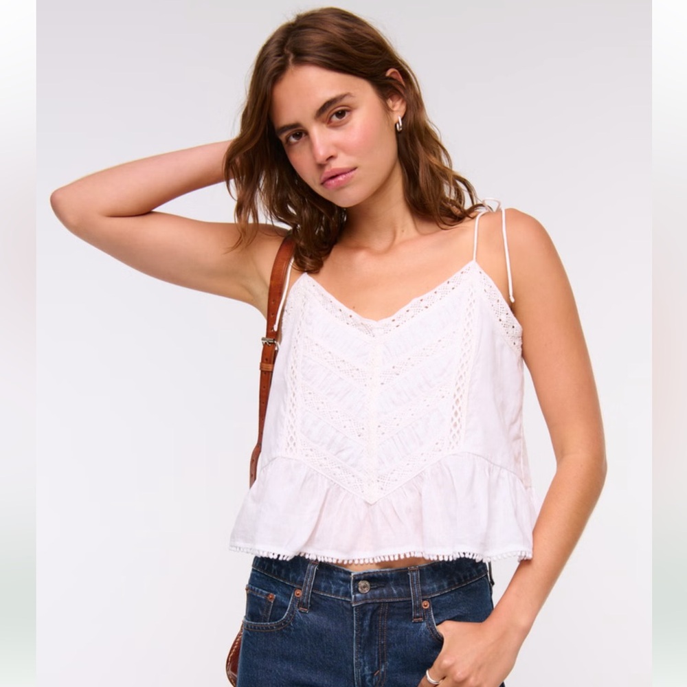 Lace-Trim Tie-Strap Cami